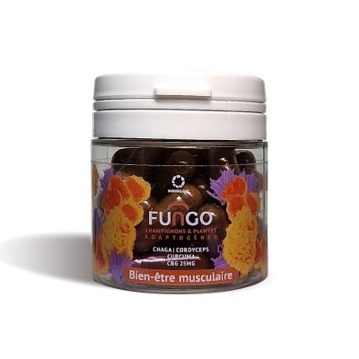 CBG capsule & mushrooms for muscle wellness | FUNGO, NOVALOA