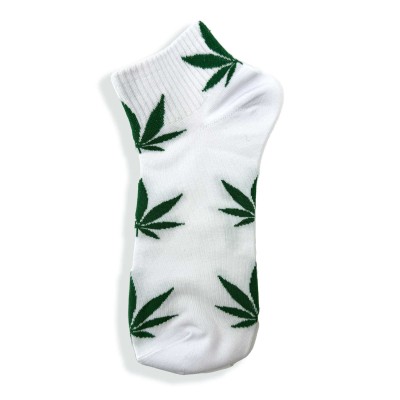 White socks with green cannabis leaves