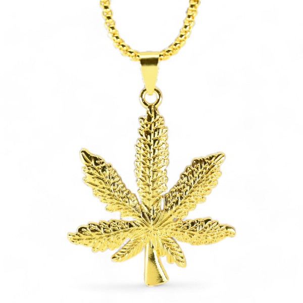 Goldene Cannabis-Blatt-Halskette