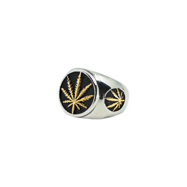Siegelring Cannabis Silber und Gold