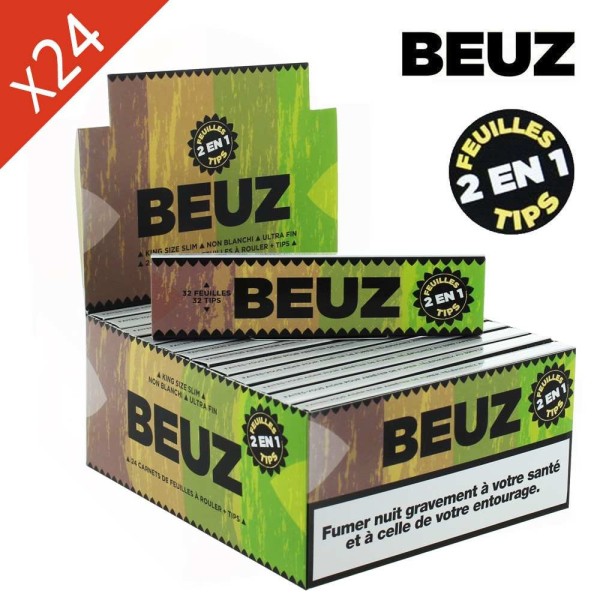 Packung mit 24 Beuz Brown Slim King Size Blättchen + Filter