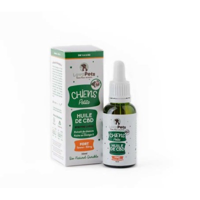 Olio CBD biologico 50mg a spettro ampio per cani di piccola taglia | LOVAPETS