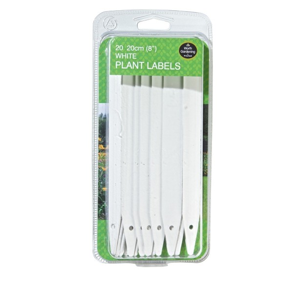 Etiquetas blancas para plantas 20cm paquete de 20