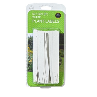Etiquetas blancas para plantas 15cm paquete de 50