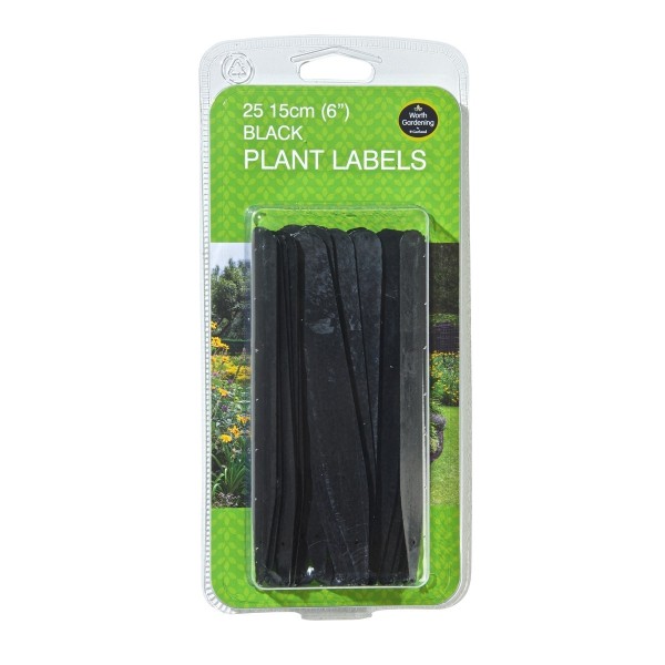 Etiquetas para plantas negras 15cm paquete de 25